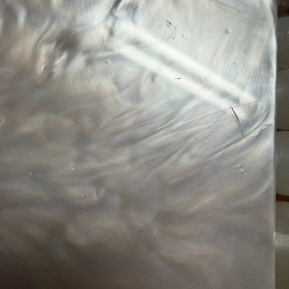 Ivory Acrylic Clutch Pearlized Beaded Purse - Picture 9 of 12